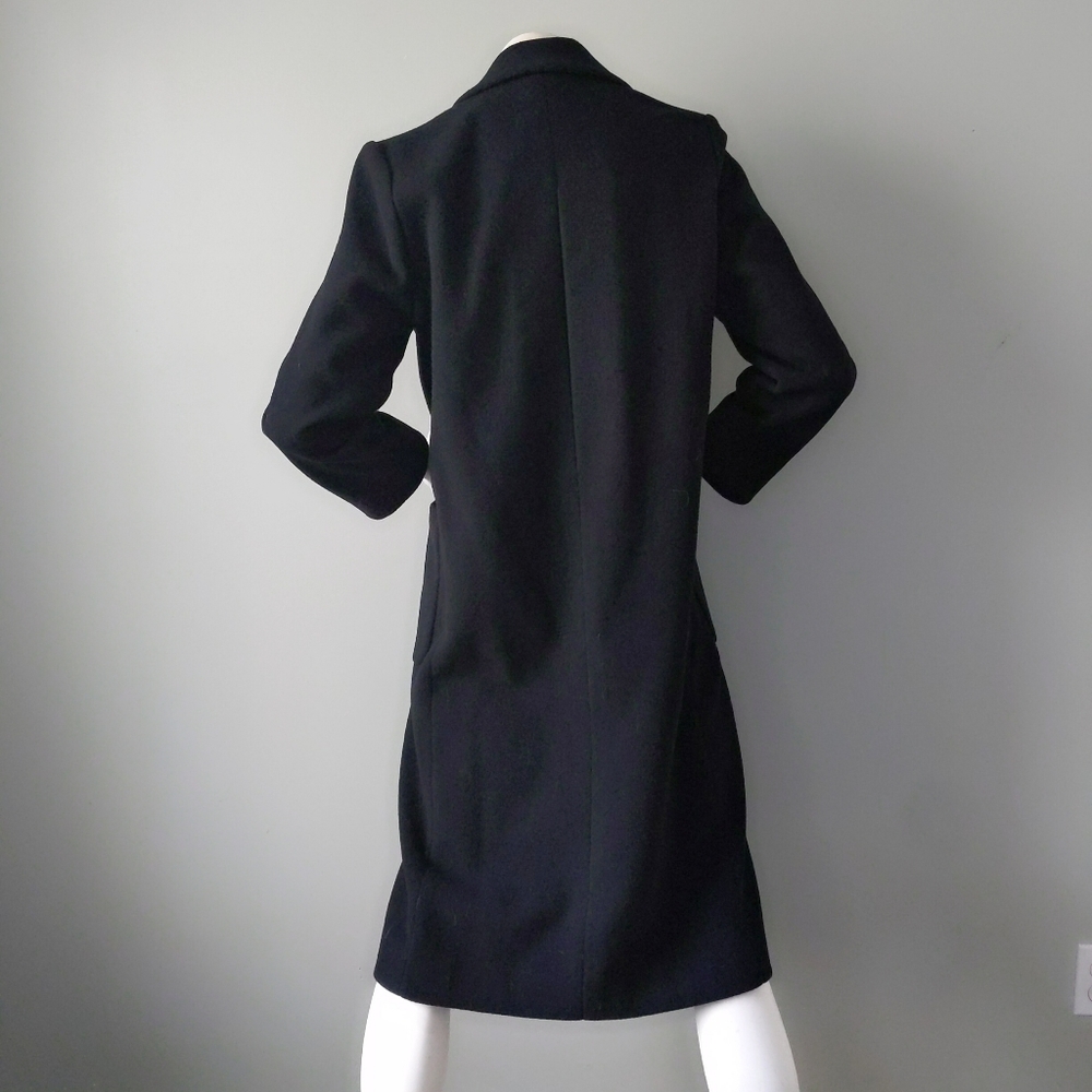 VTG Classic Boyfriend Black Wool Overcoat S - Picture 5 of 7